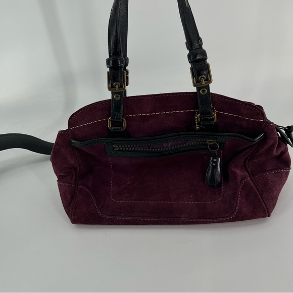 Coach Hamilton Burgundy Suede Leather Tote Bag Satchel Style 7474 Excellent - Picture 5 of 16
